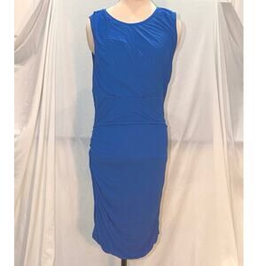Diane von Furstenberg DVF Angelina Ruched Sleeveless Dress Royal Blue Size L